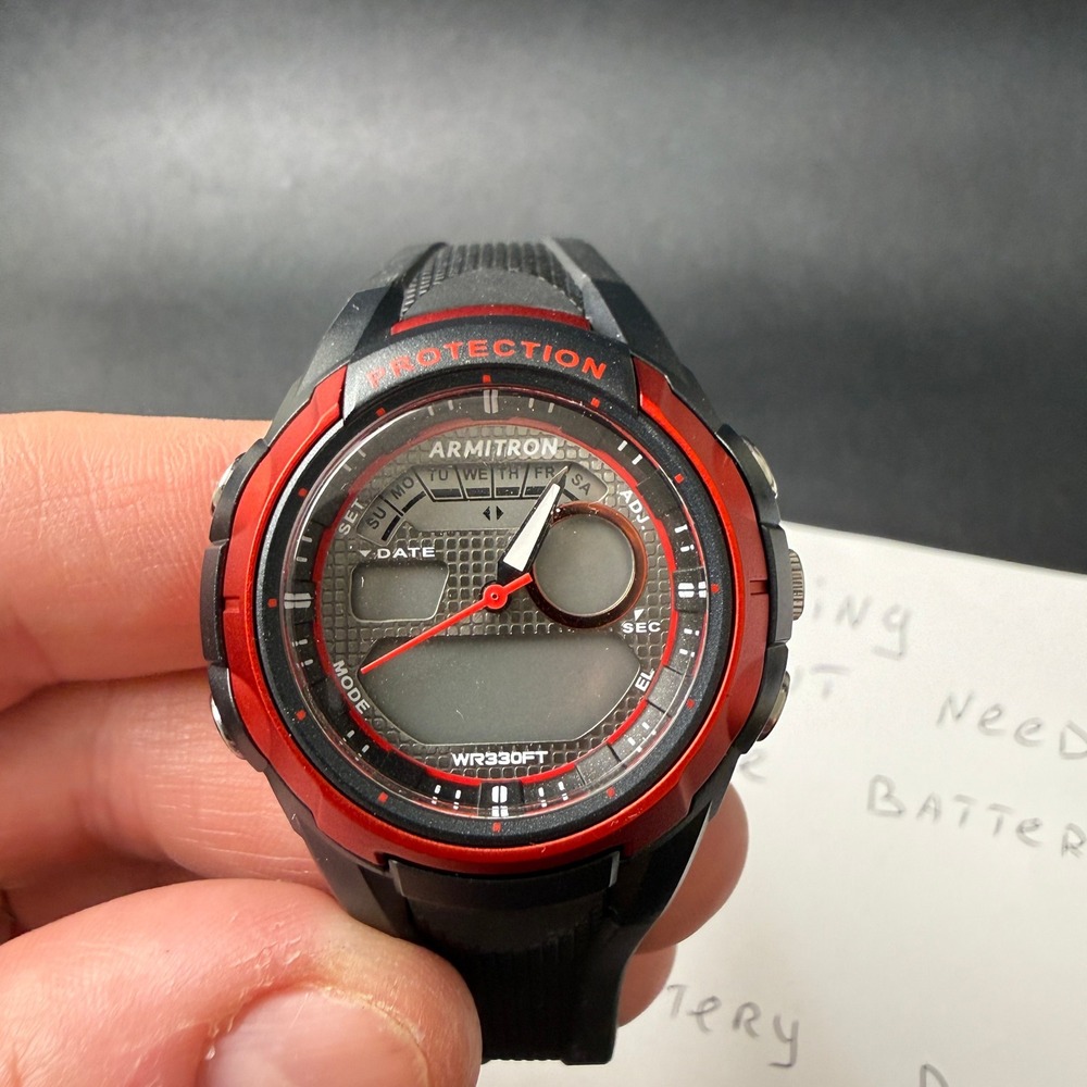Armitronβ Pro Sport 25/6429 Unisex Black/Red Ana-Digital Watch NEEDS BATTERY
